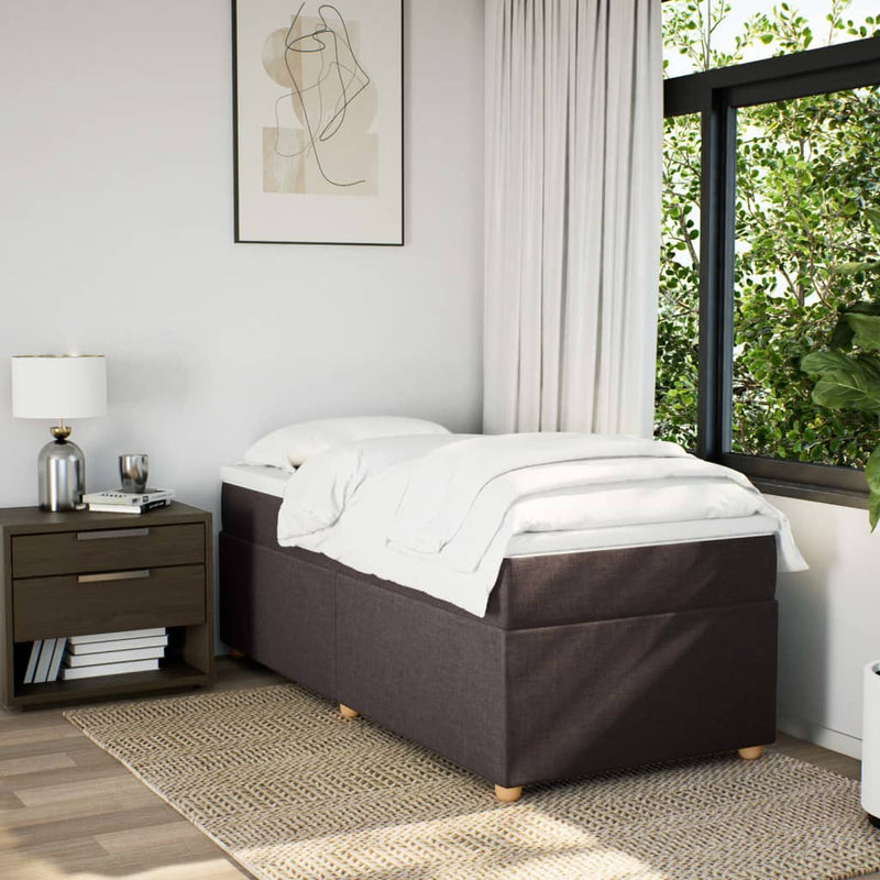 Pat box spring cu saltea, maro închis, 80x200 cm, textil