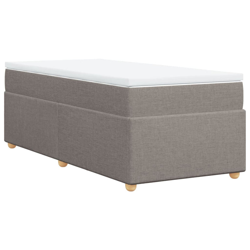 Pat box spring cu saltea, gri taupe, 80x200 cm, textil