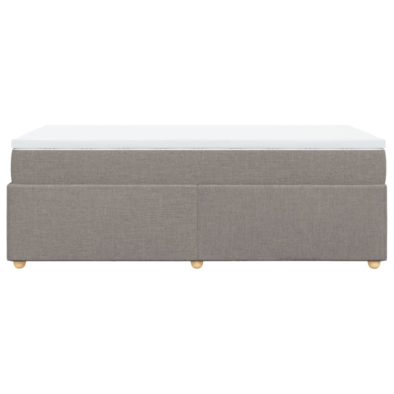 Pat box spring cu saltea, gri taupe, 80x200 cm, textil