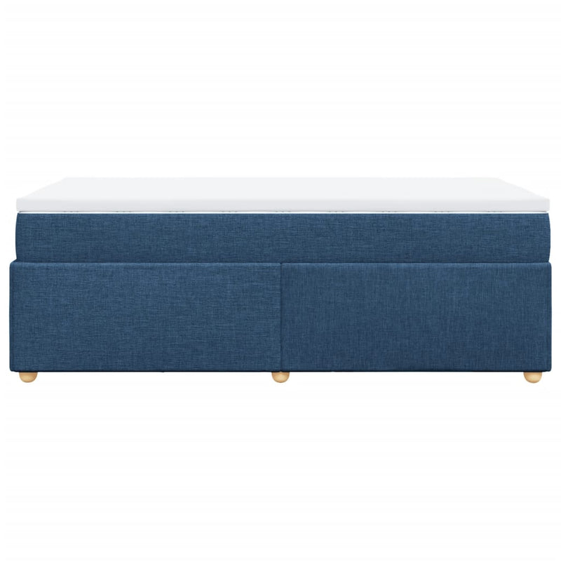 Pat box spring cu saltea, albastru, 80x200 cm, textil
