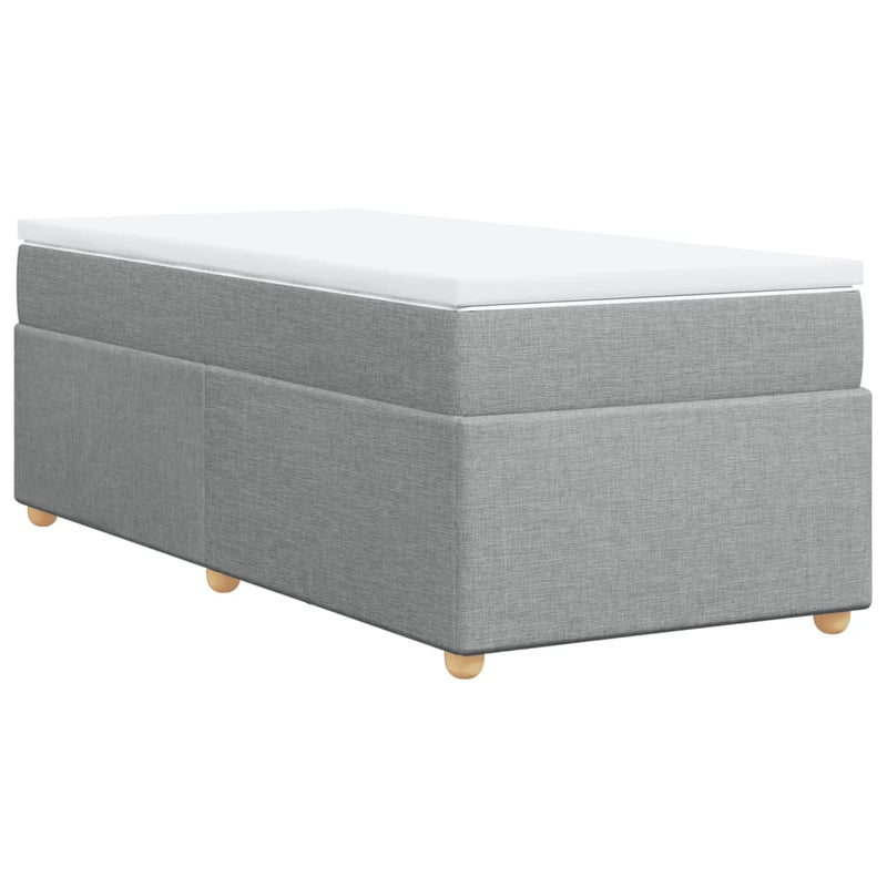 Pat box spring cu saltea, gri deschis, 90x190 cm, textil