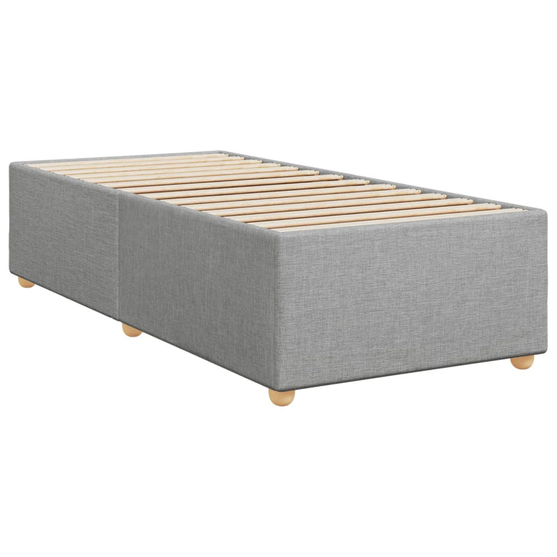 Pat box spring cu saltea, gri deschis, 90x190 cm, textil