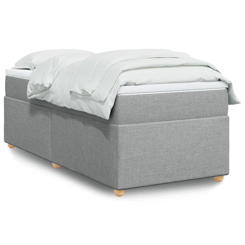 Pat box spring cu saltea, gri deschis, 90x190 cm, textil