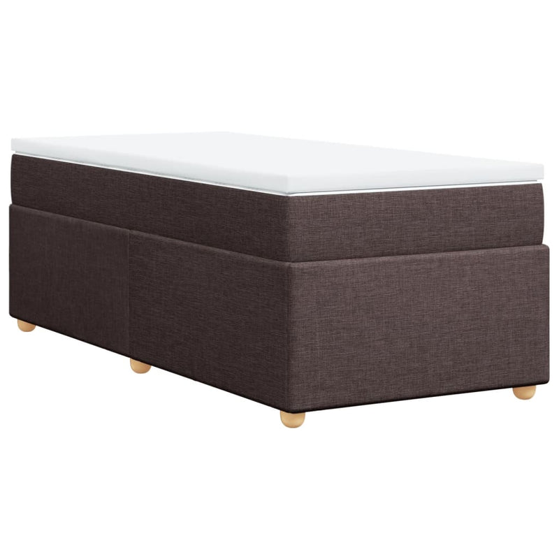Pat box spring cu saltea, maro închis, 90x190 cm, textil