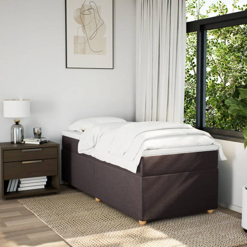 Pat box spring cu saltea, maro închis, 90x190 cm, textil
