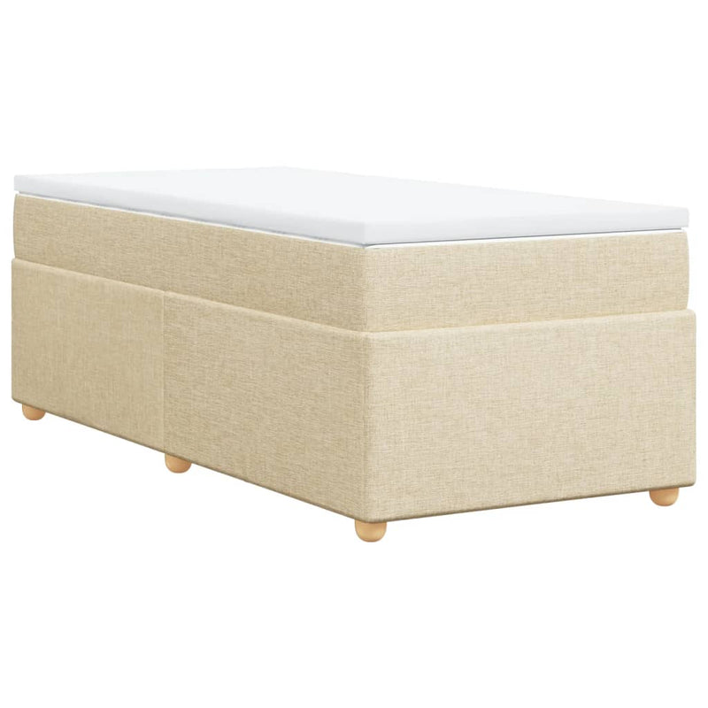Pat box spring cu saltea, crem, 90x190 cm, textil