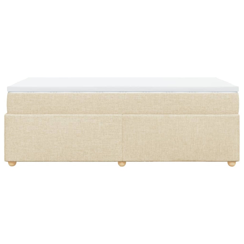 Pat box spring cu saltea, crem, 90x190 cm, textil