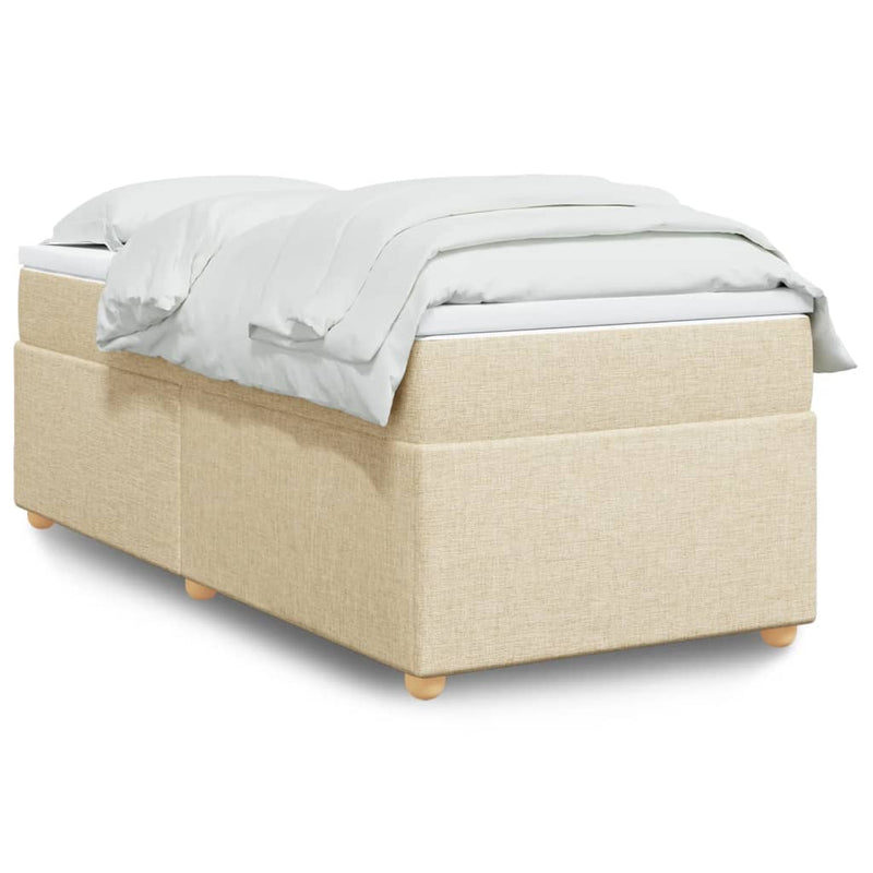 Pat box spring cu saltea, crem, 90x190 cm, textil