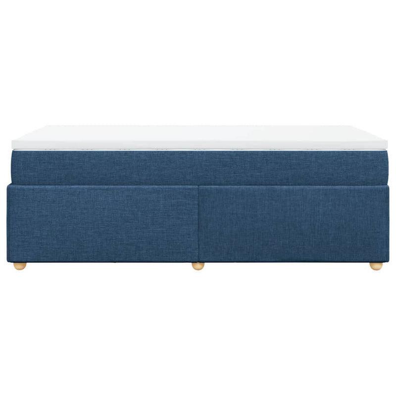 Pat box spring cu saltea, albastru, 90x190 cm, textil
