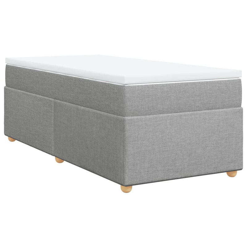 Pat box spring cu saltea, gri deschis, 90x200 cm, textil