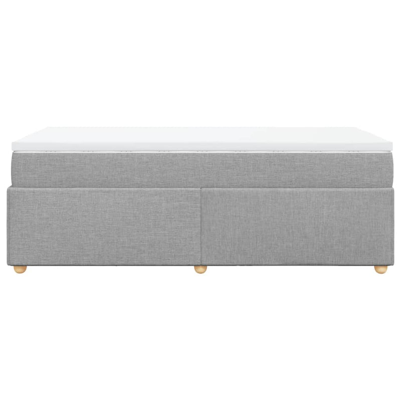 Pat box spring cu saltea, gri deschis, 90x200 cm, textil