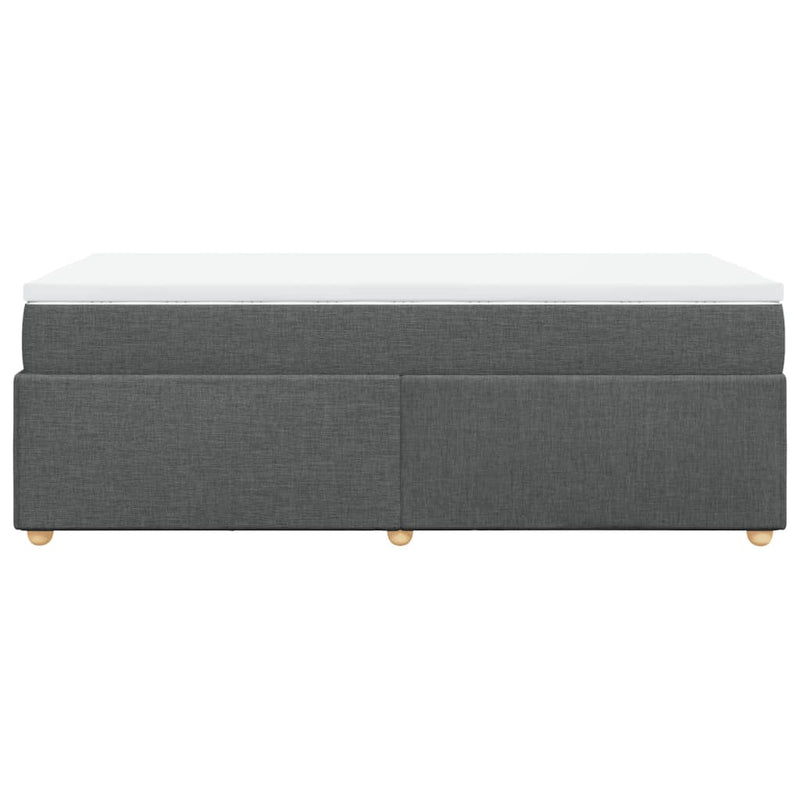 Pat box spring cu saltea, gri închis, 90x200 cm, textil
