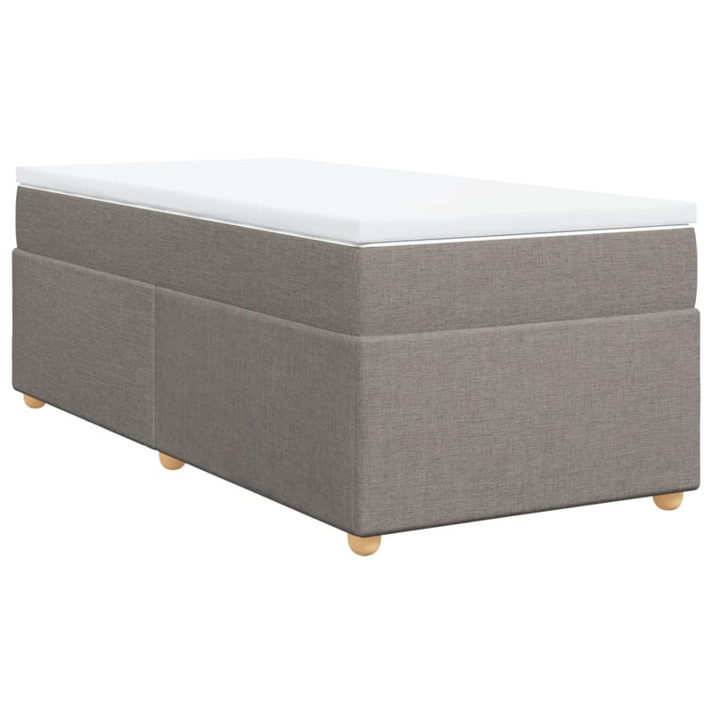 Pat box spring cu saltea, gri taupe, 90x200 cm, textil