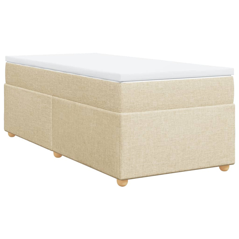 Pat box spring cu saltea, crem, 90x200 cm, textil