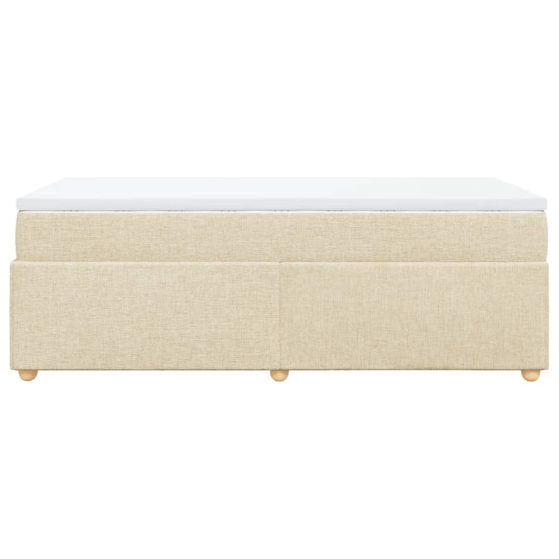 Pat box spring cu saltea, crem, 90x200 cm, textil