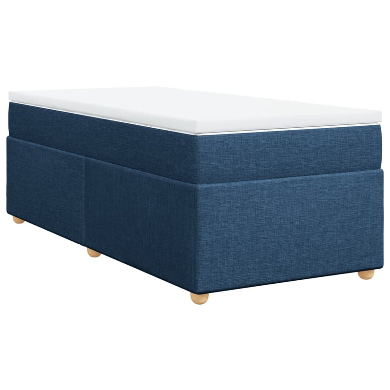 Pat box spring cu saltea, albastru, 90x200 cm, textil