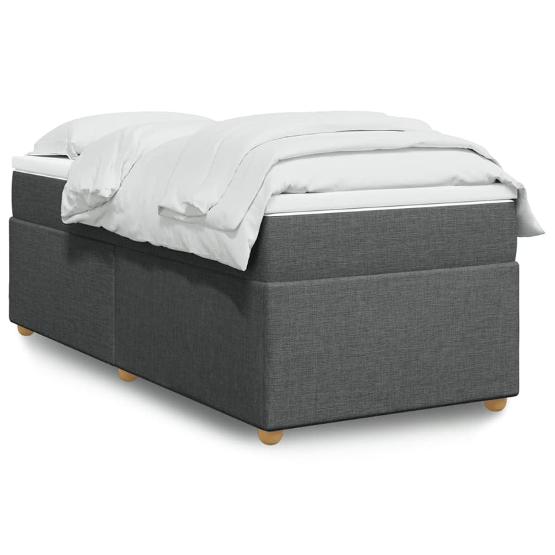 Pat box spring cu saltea, gri închis, 100x200 cm, textil