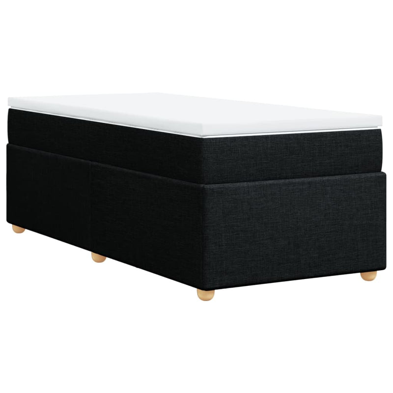 Pat box spring cu saltea, negru, 100x200 cm, textil