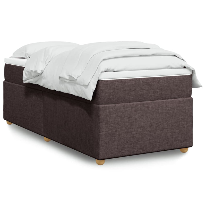 Pat box spring cu saltea, maro închis, 100x200 cm, textil