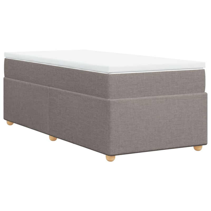 Pat box spring cu saltea, gri taupe, 100x200 cm, textil