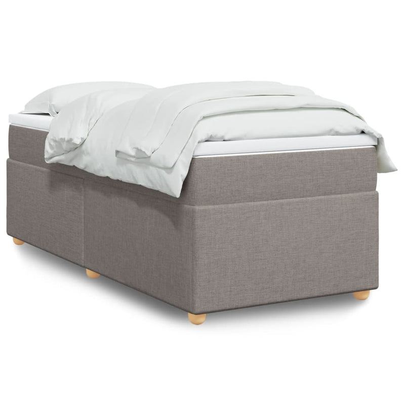 Pat box spring cu saltea, gri taupe, 100x200 cm, textil