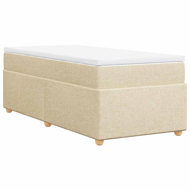 Pat box spring cu saltea, crem, 100x200 cm, textil