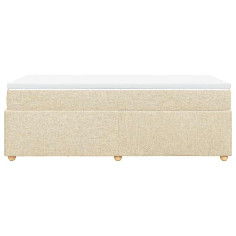 Pat box spring cu saltea, crem, 100x200 cm, textil