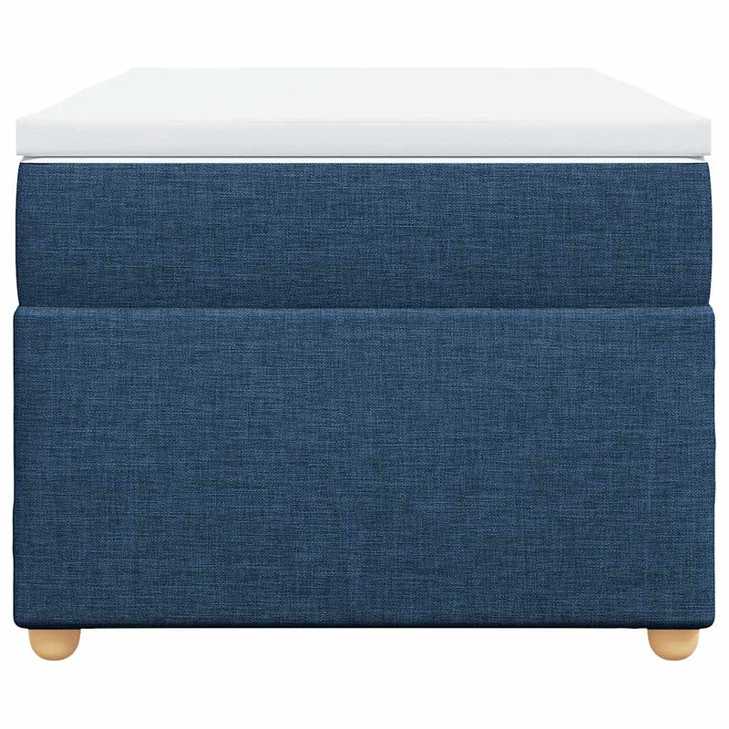 Pat box spring cu saltea, albastru, 100x200 cm, textil