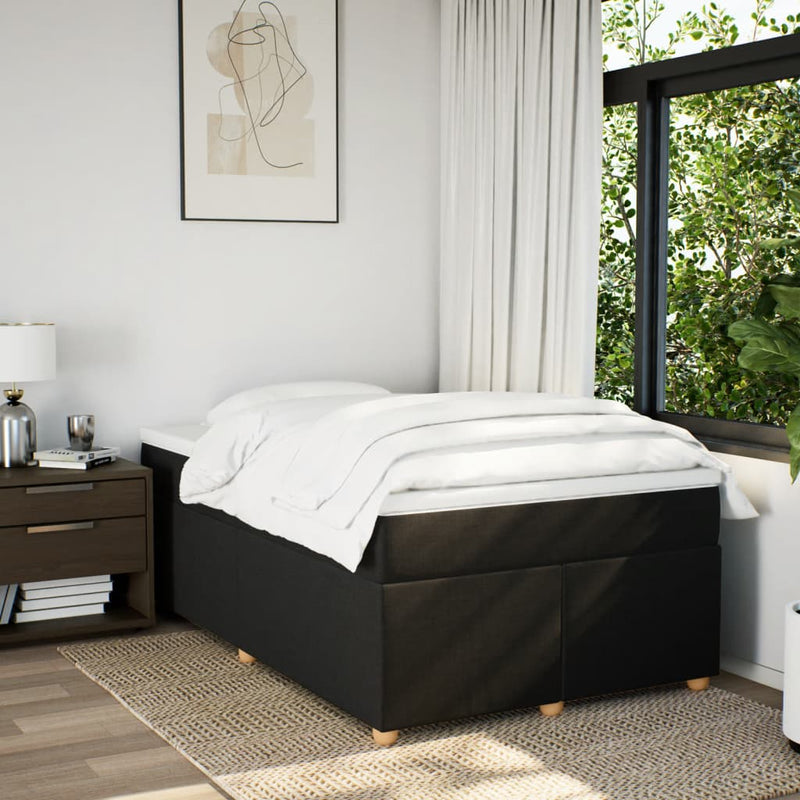 Pat box spring cu saltea, negru, 120x190 cm, catifea