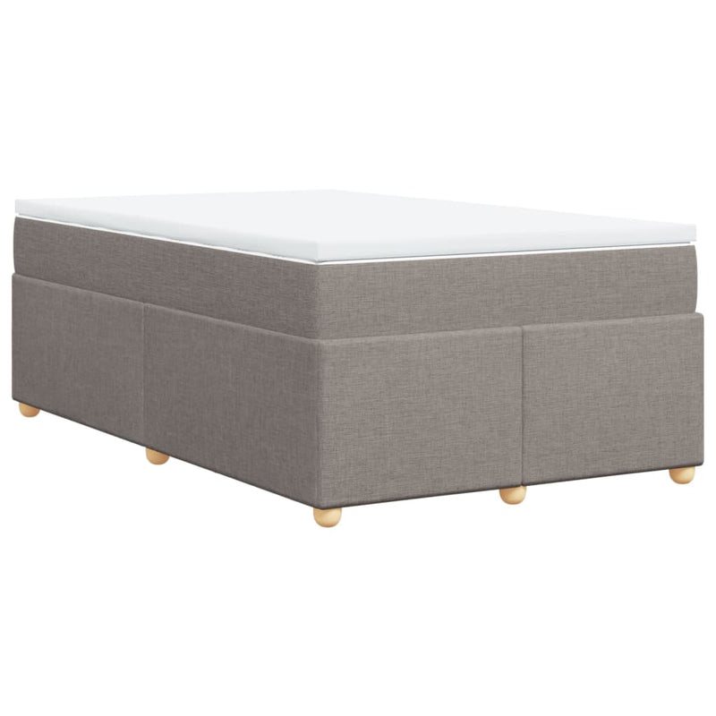 Pat box spring cu saltea, taupe, 120x190 cm material textil