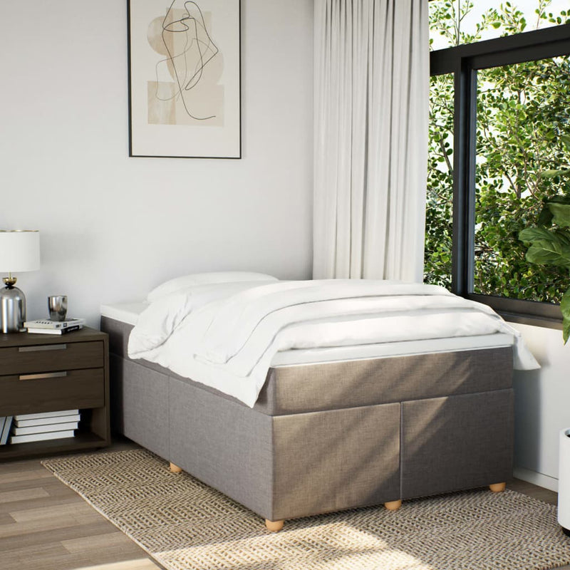 Pat box spring cu saltea, taupe, 120x190 cm material textil