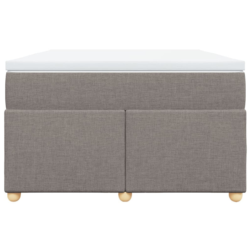 Pat box spring cu saltea, taupe, 120x190 cm material textil