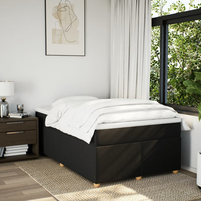 Pat box spring cu saltea, negru, 120x200 cm, textil