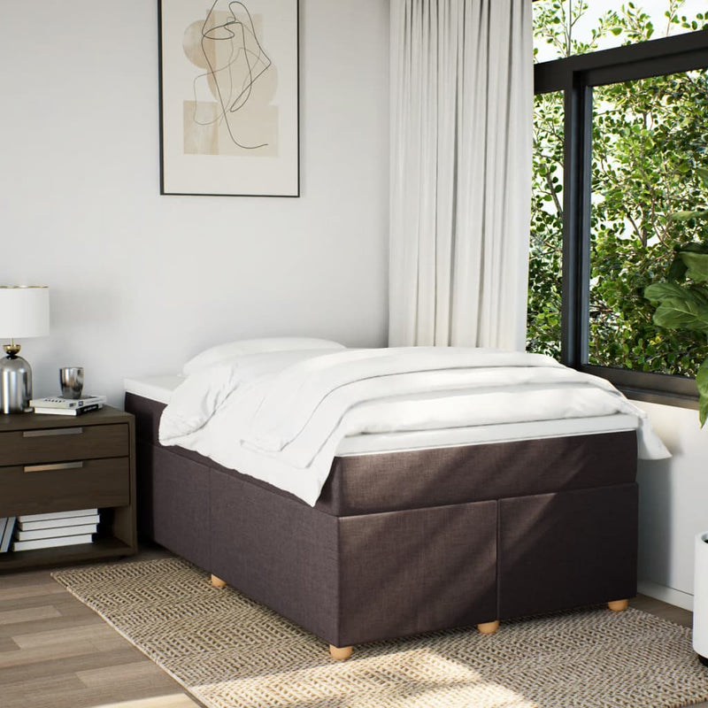 Pat box spring cu saltea, maro închis, 120x200 cm, textil