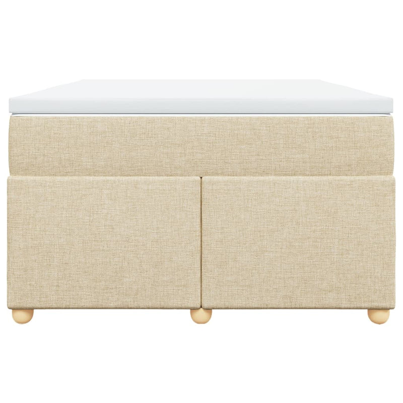 Pat box spring cu saltea, crem, 120x200 cm, textil