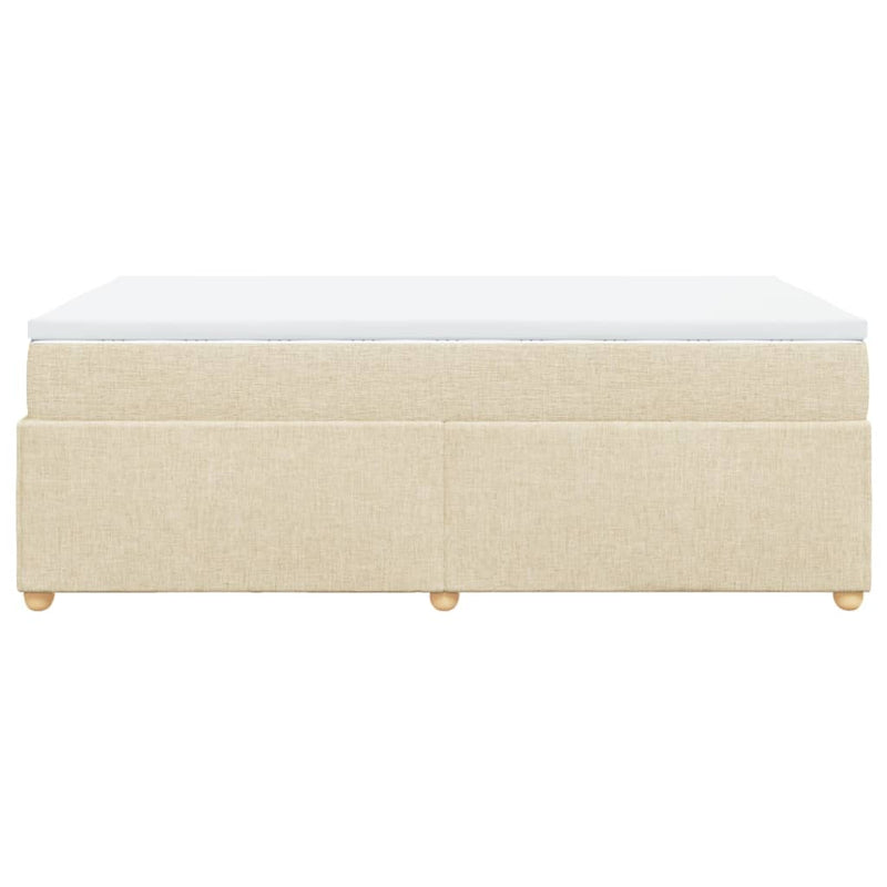 Pat box spring cu saltea, crem, 120x200 cm, textil