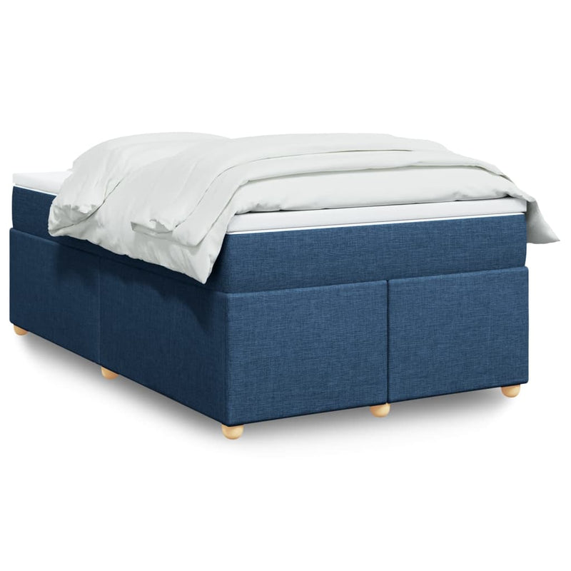 Pat box spring cu saltea, albastru, 120x200 cm, textil