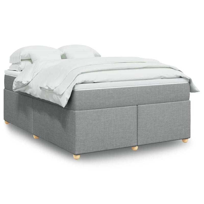 Pat box spring cu saltea, gri deschis, 140x190 cm, textil