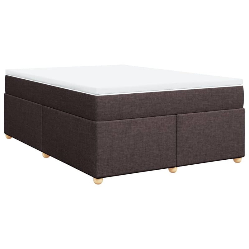 Pat box spring cu saltea, maro închis, 140x200 cm, textil