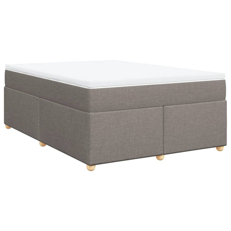 Pat box spring cu saltea, gri taupe, 140x200 cm, textil