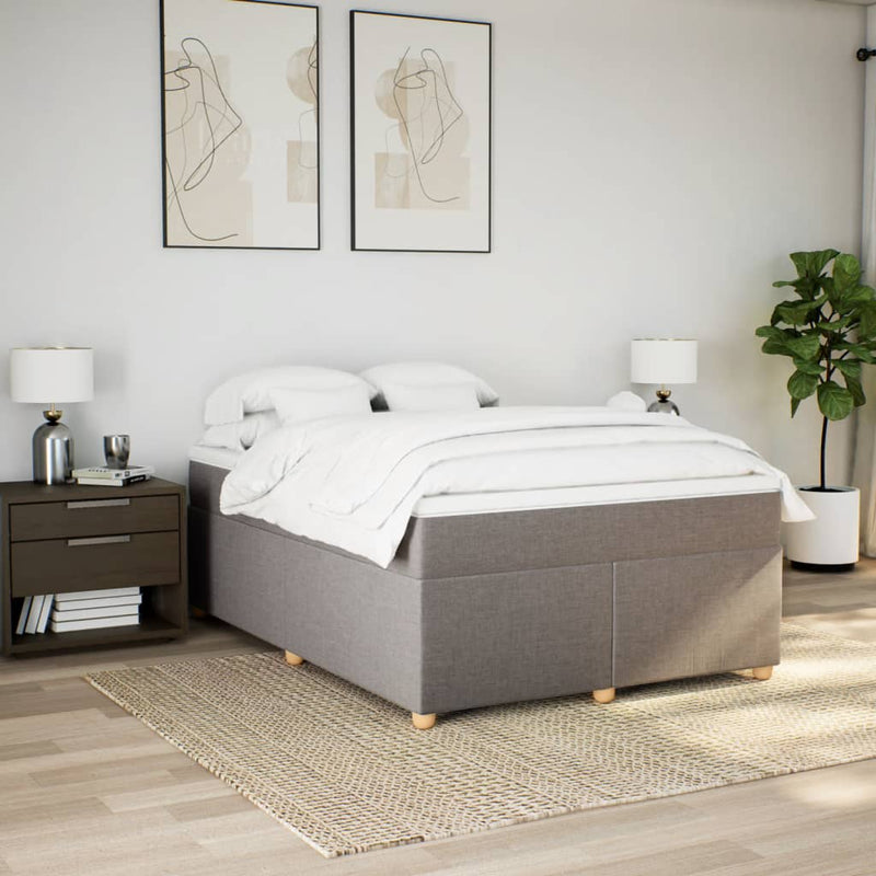 Pat box spring cu saltea, gri taupe, 140x200 cm, textil