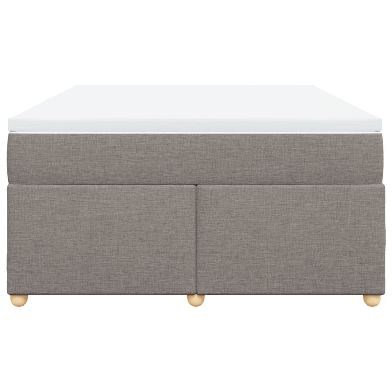 Pat box spring cu saltea, gri taupe, 140x200 cm, textil