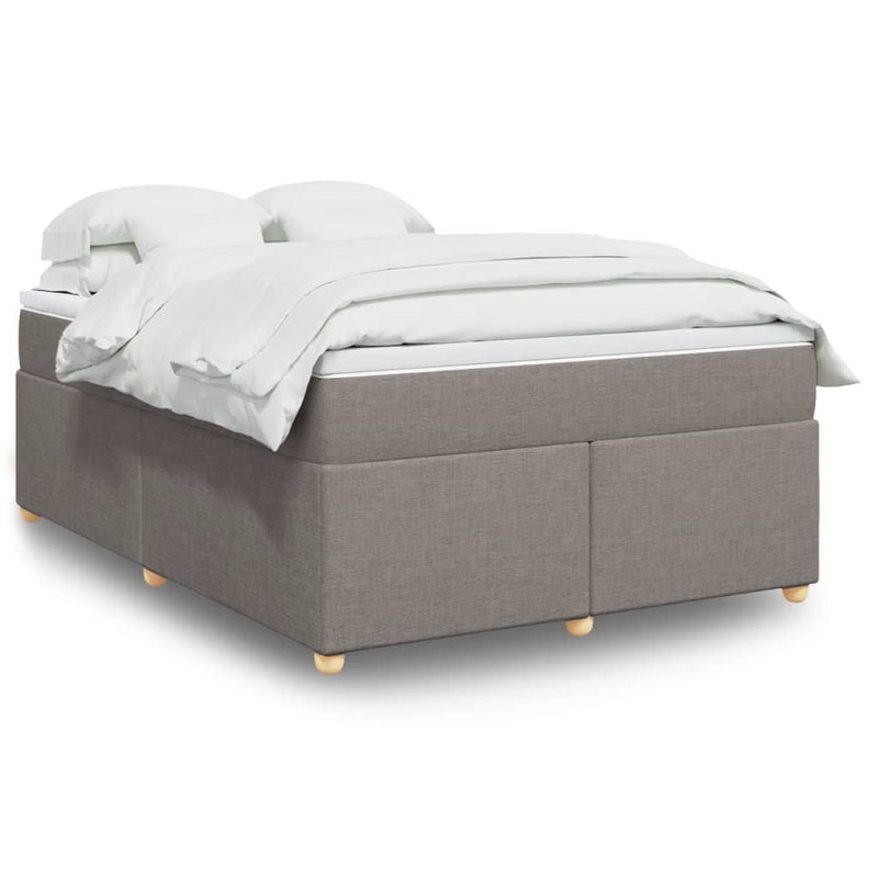 Pat box spring cu saltea, gri taupe, 140x200 cm, textil