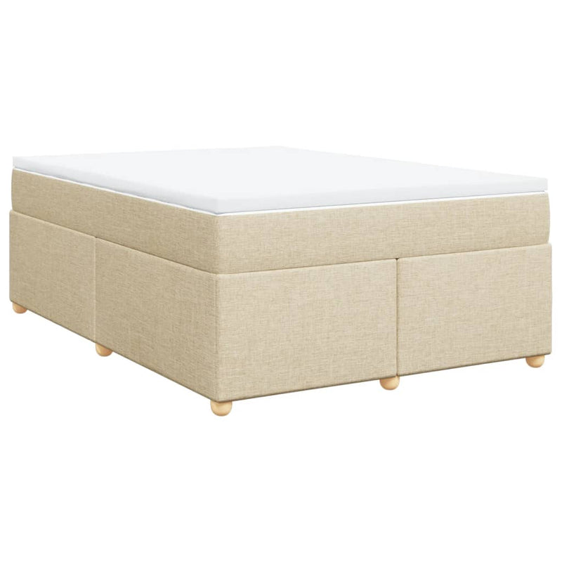 Pat box spring cu saltea, crem, 140x200 cm, textil