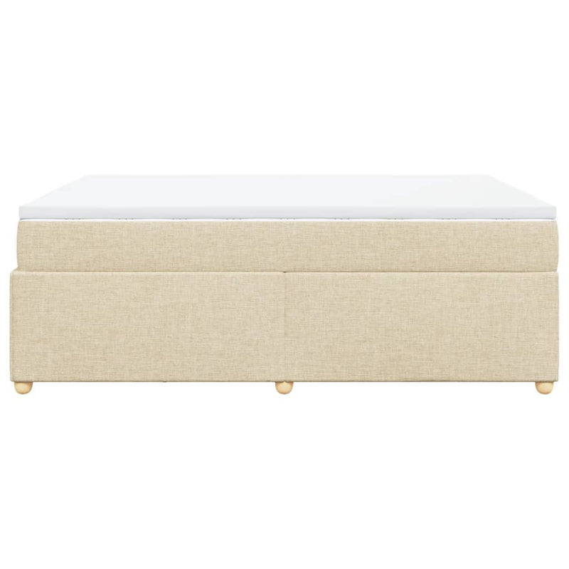 Pat box spring cu saltea, crem, 140x200 cm, textil