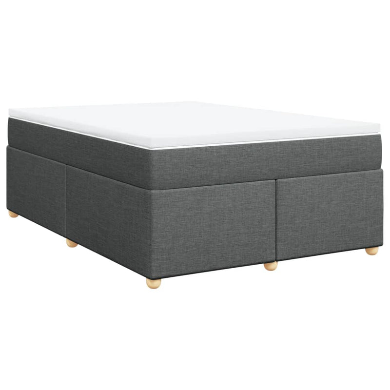 Pat box spring cu saltea, gri închis, 140x200 cm, textil