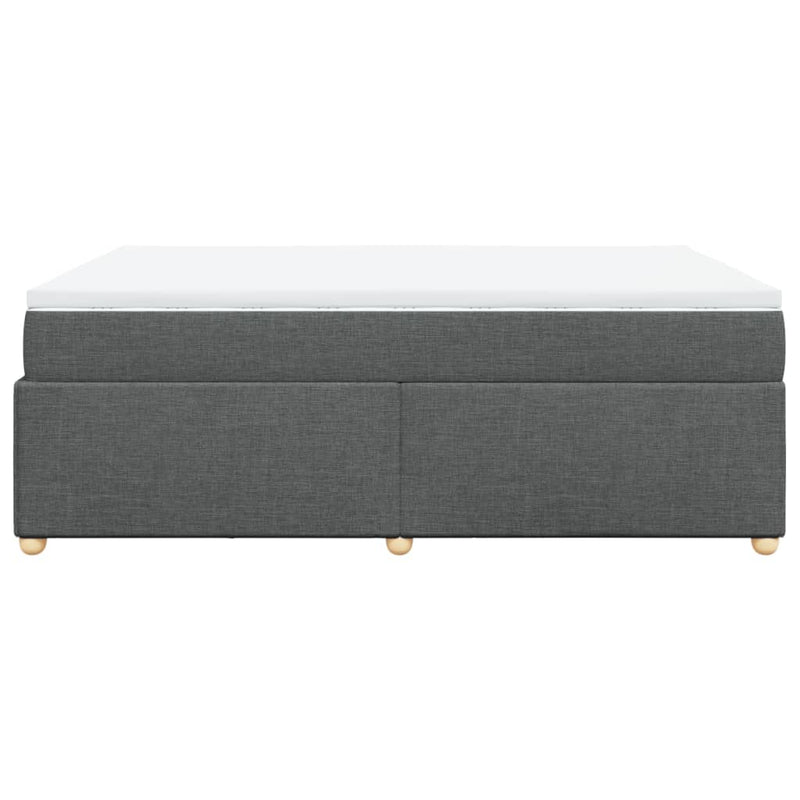 Pat box spring cu saltea, gri închis, 140x200 cm, textil