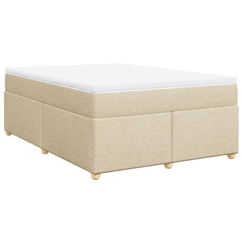 Pat continental cu saltea, crem, 140x200 cm, material textil