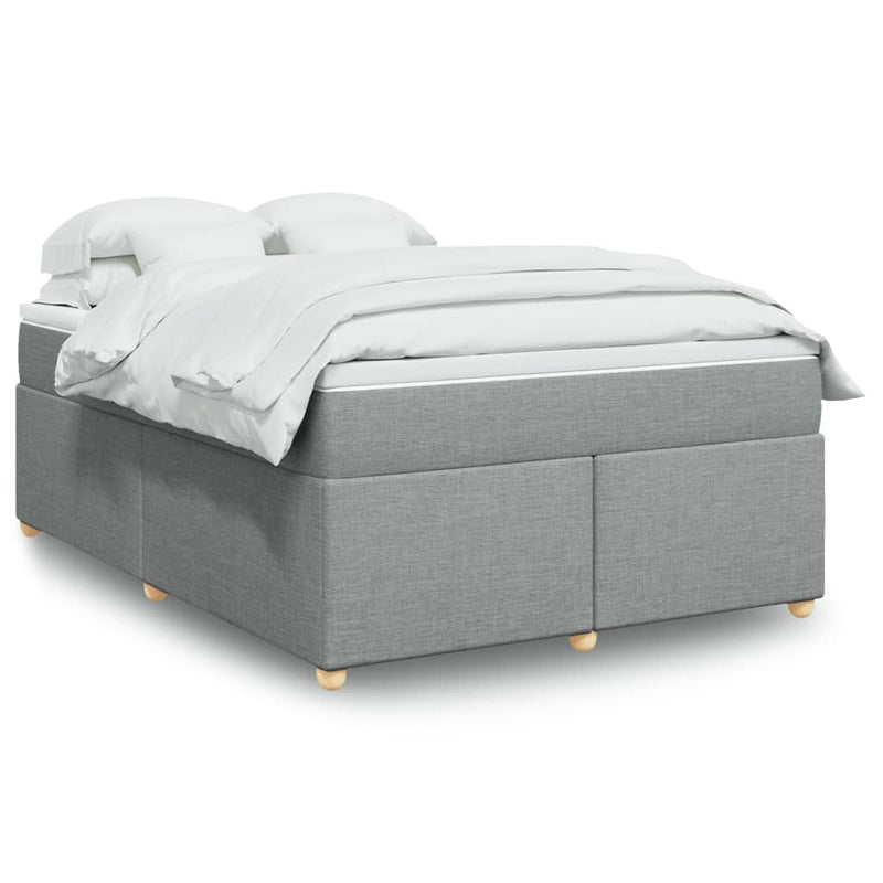 Pat continental cu saltea, gri deschis, 160x200 cm, textil