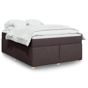Pat box spring cu saltea, maro închis, 160x200 cm, textil